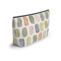Watercolor Leaf Stamp Accessory Pouch w T-bottom in Green